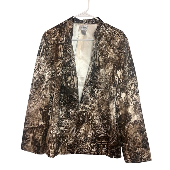 Chico's Jackets & Blazers - Chico’s Paisley Print Open Front Jacket Blazer Size 3 Brown Neutral